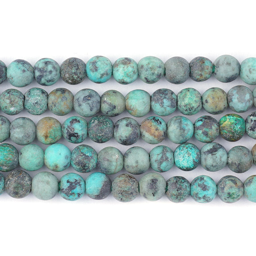 African Turquoise 6mm Round Matte Large Hole Beads - 8 Inch