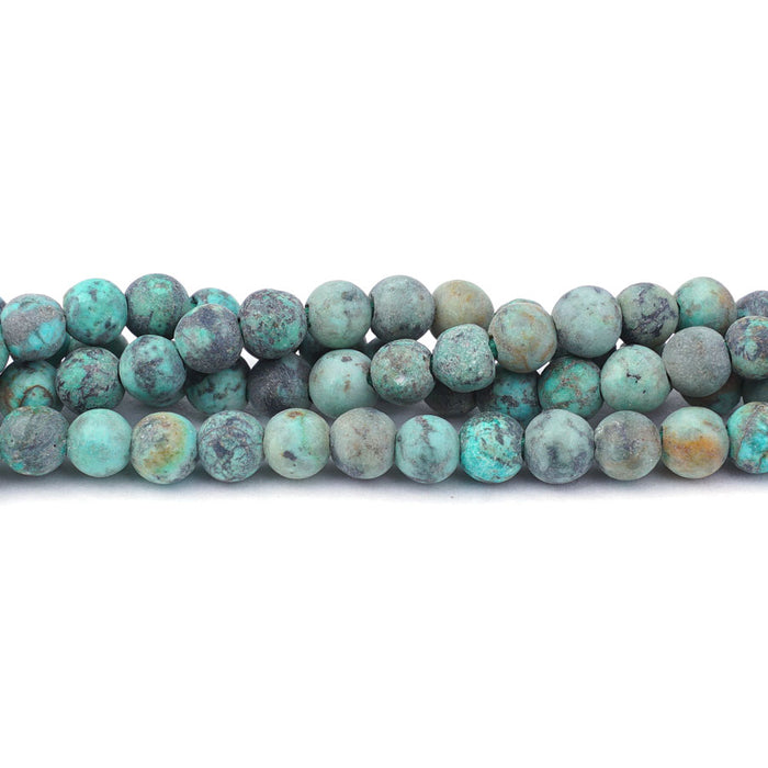 African Turquoise 6mm Round Matte Large Hole Beads - 8 Inch