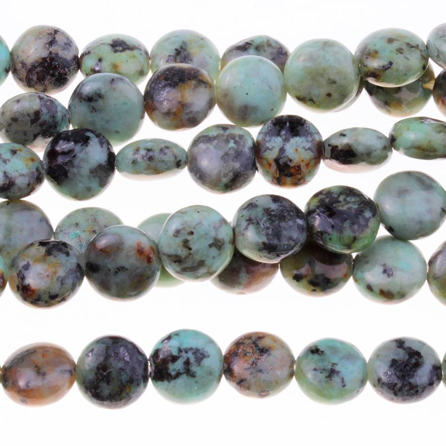 African Turquoise 8mm Puff Coin 8-Inch
