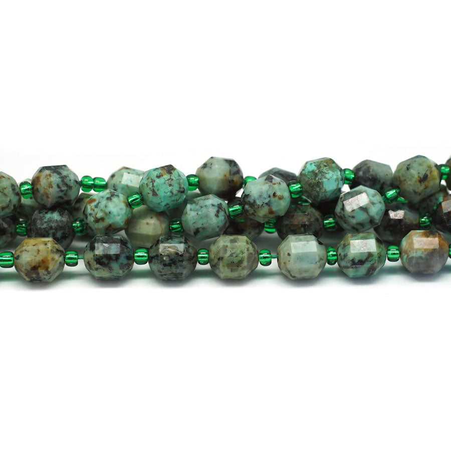 African Turquoise 8mm Energy Prism Faceted - 15-16 Inch