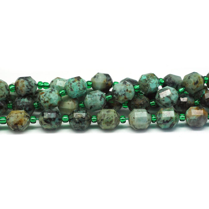 African Turquoise 8mm Energy Prism Faceted - 15-16 Inch