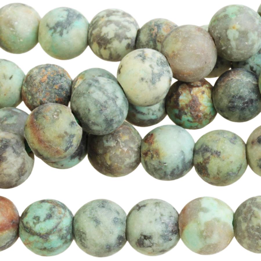 MATTE African Turquoise 8mm Large Hole Round 8-Inch
