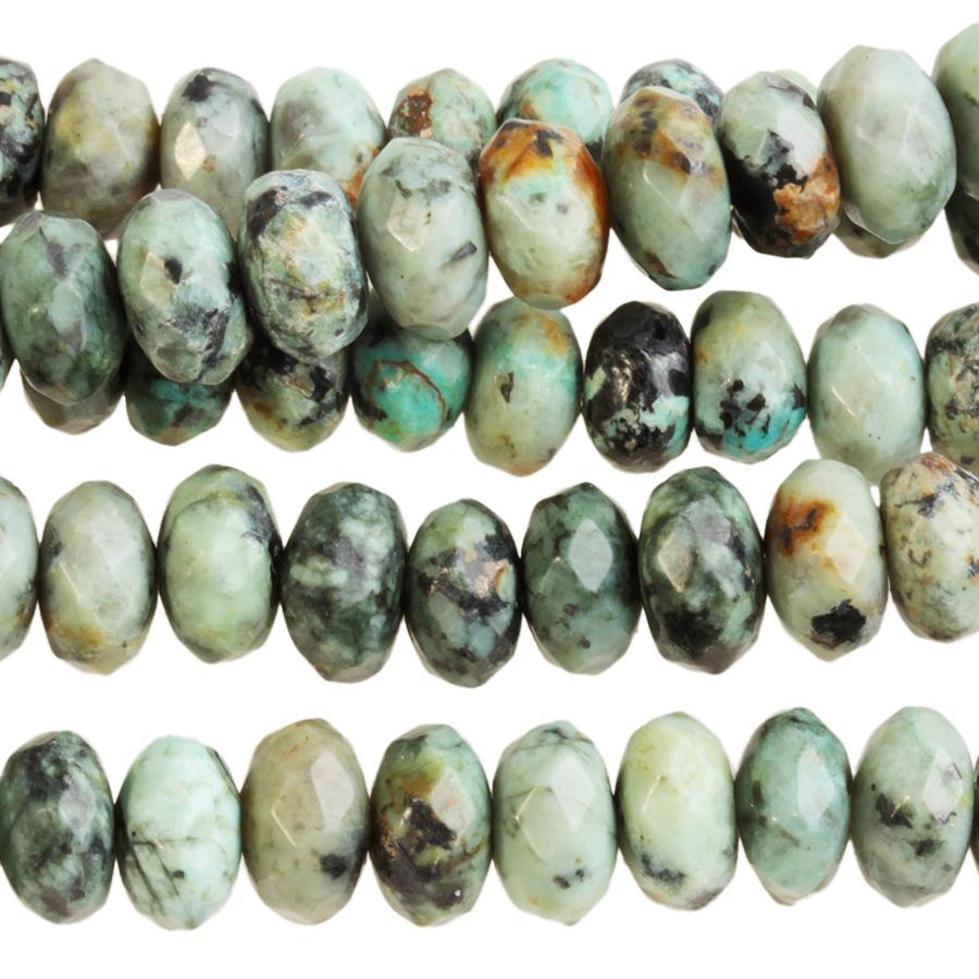 African Turquoise 8mm Faceted Rondelle 8-Inch