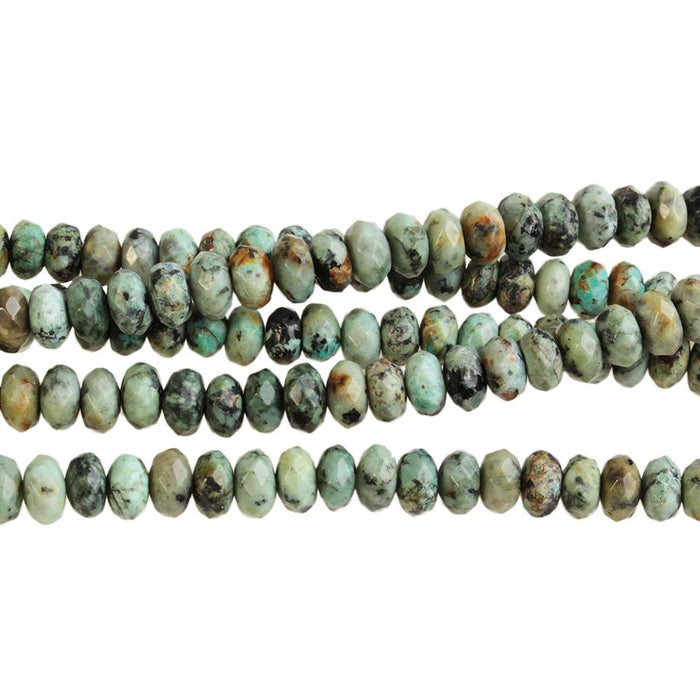 African Turquoise 8mm Faceted Rondelle 8-Inch