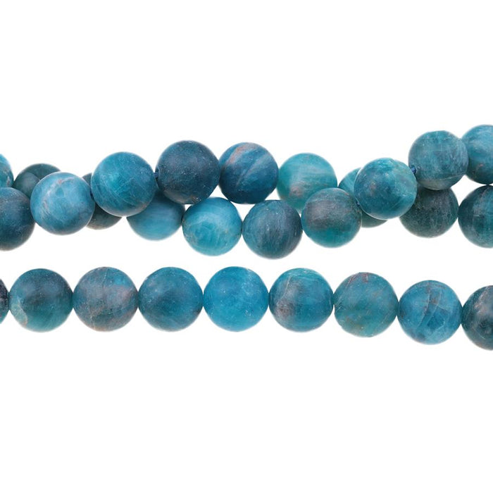 MATTE A Grade Blue Apatite 10mm Round 15-16 Inch