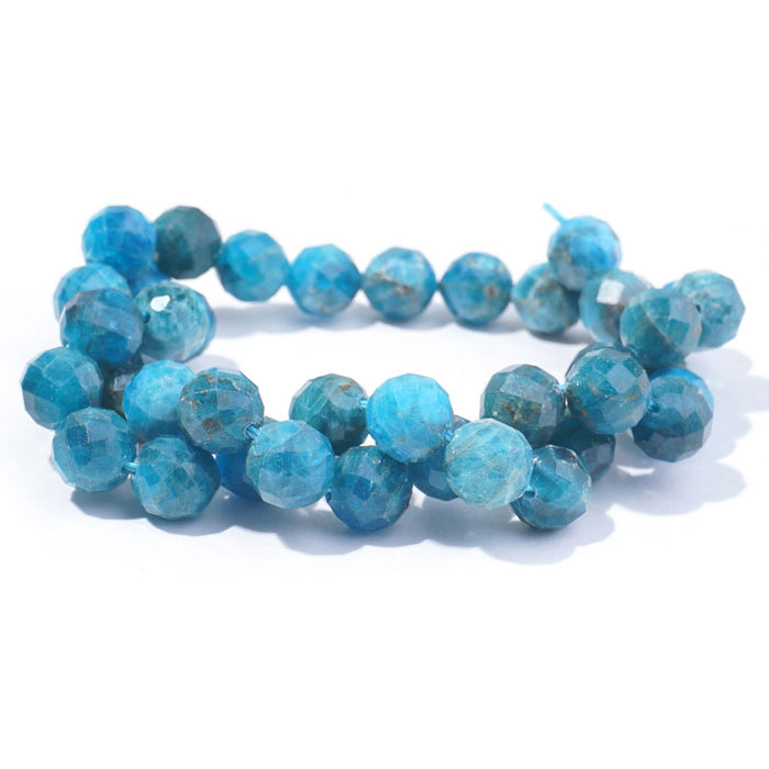 Blue Apatite 10mm Round Faceted - 15-16 Inch - CLEARANCE