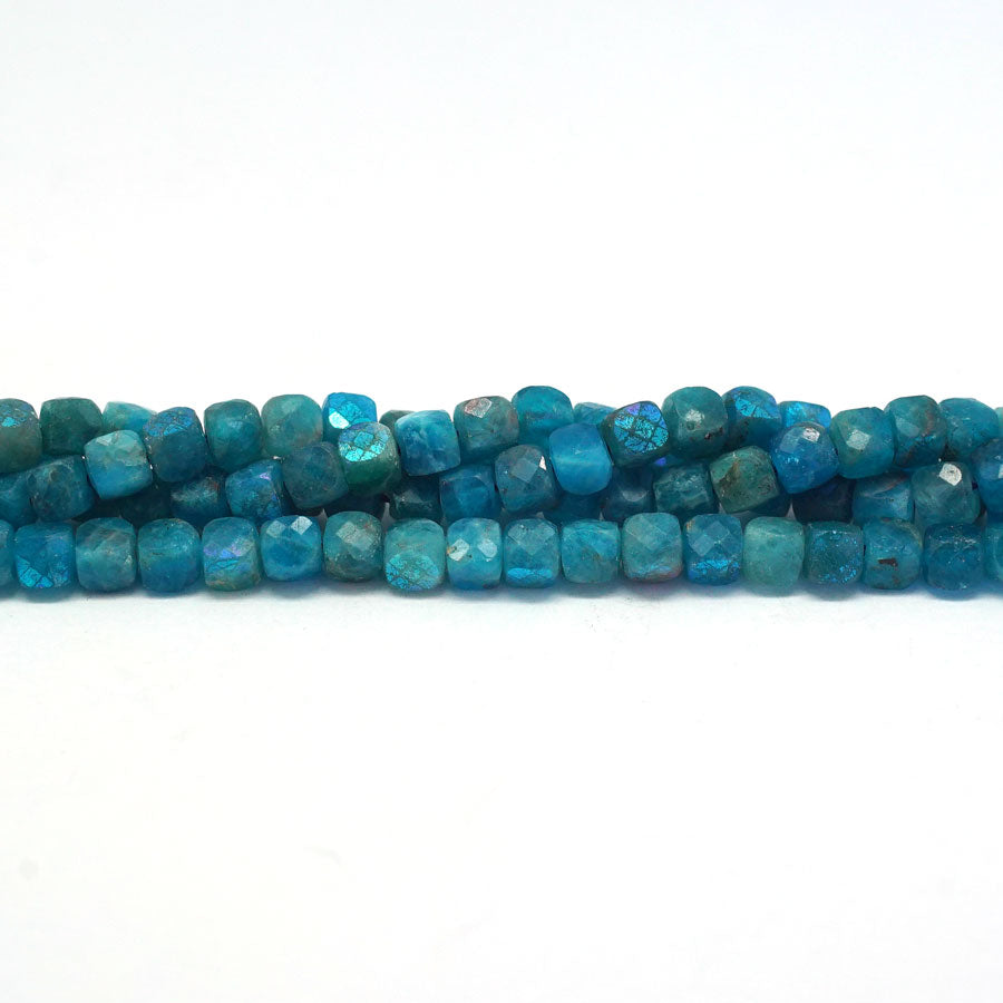 4-4.5mm Blue Apatite  Natural Cube - 15-16 Inch