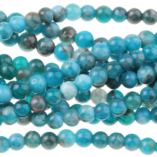 Blue Apatite 4mm Round 8-Inch