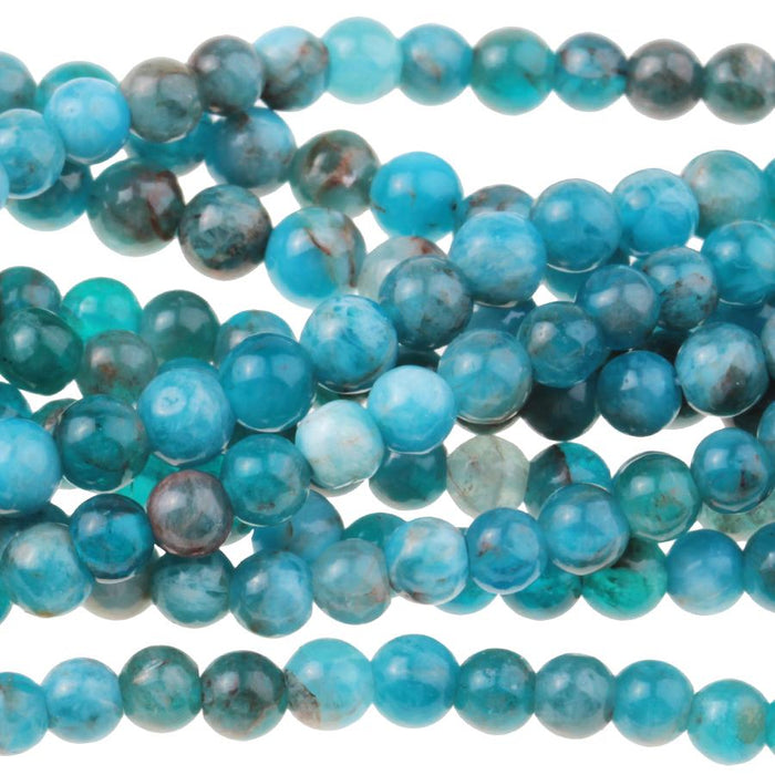 Blue Apatite 4mm Round 8-Inch