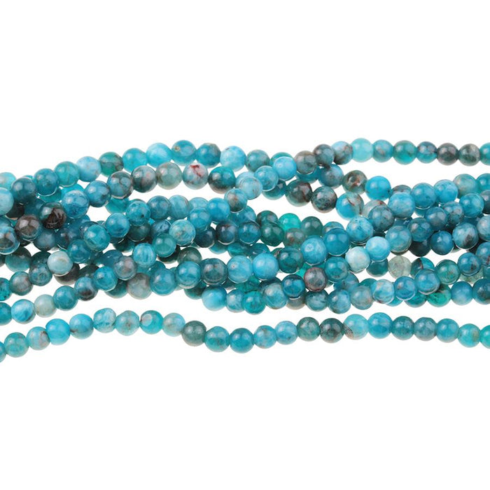 Blue Apatite 4mm Round 8-Inch