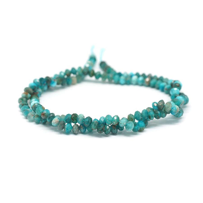 Blue Apatite Faceted 4mm Rondelle - 15-16 Inch