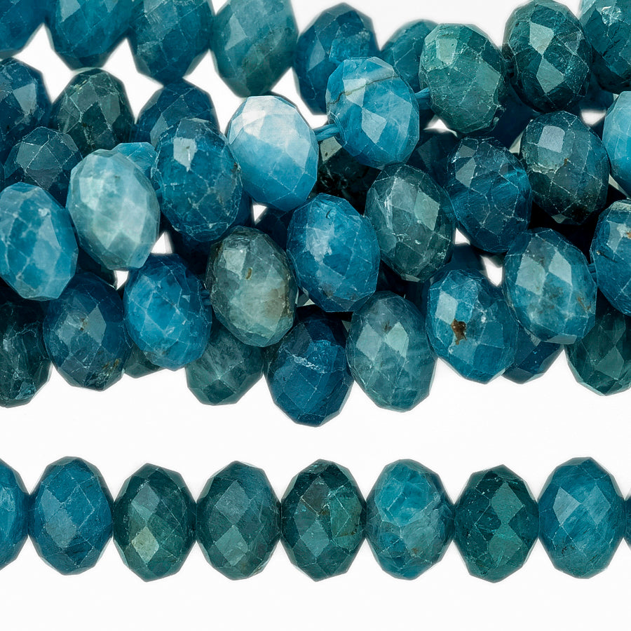 Blue Apatite 6mm Rondelle Faceted - 15-16 Inch