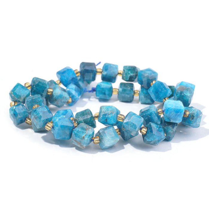 Blue Apatite 7mm Cube Table Cut - 15-16 Inch