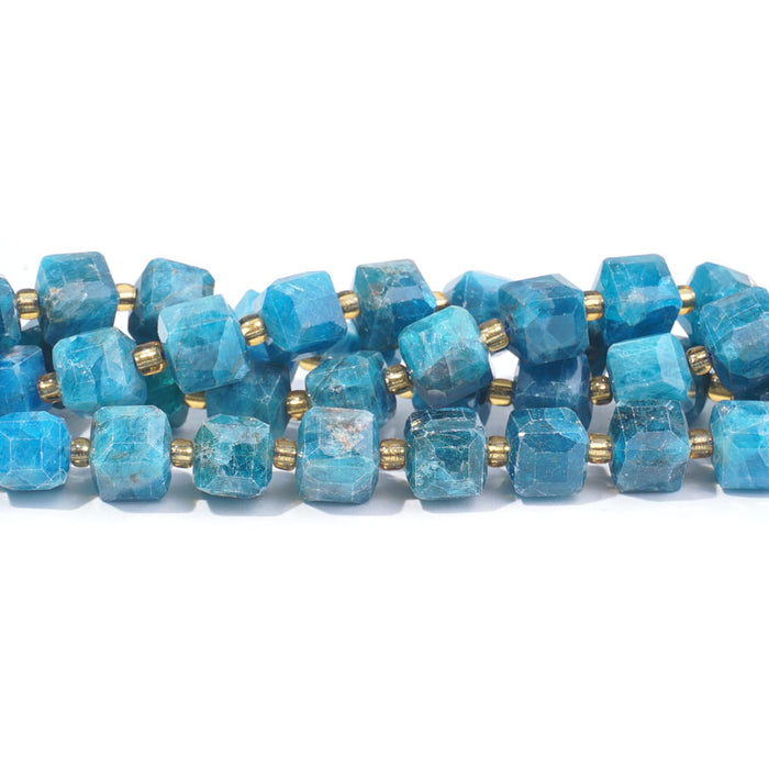 Blue Apatite 7mm Cube Table Cut - 15-16 Inch