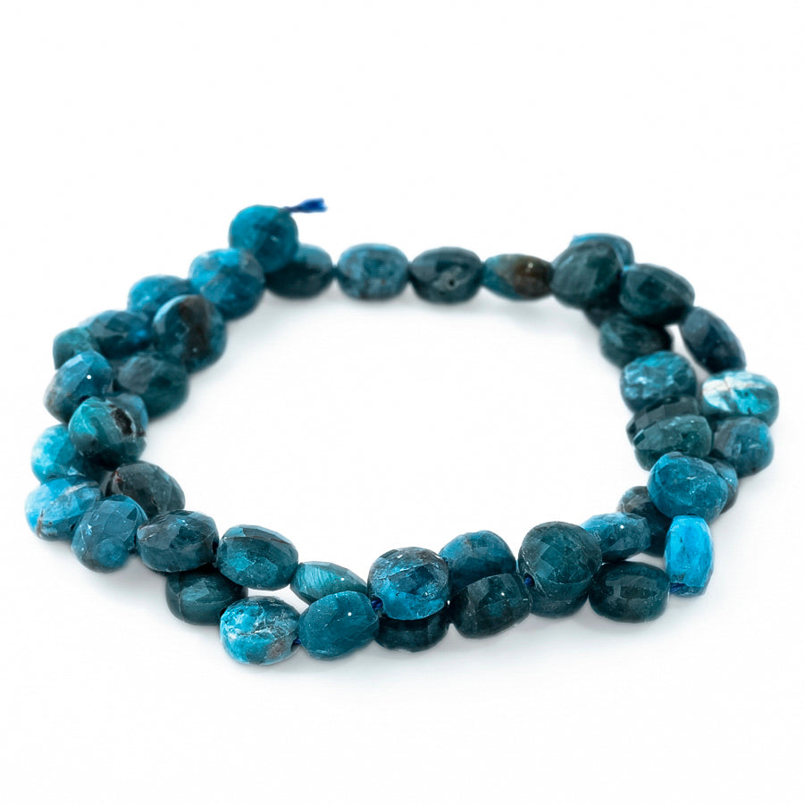 Blue Apatite 8mm Coin Faceted - 15-16 Inch
