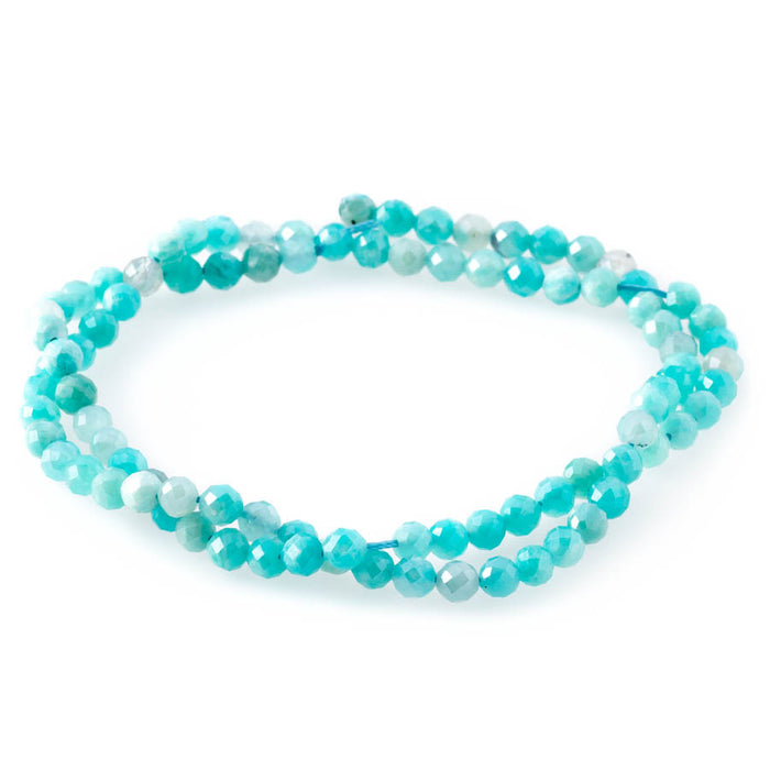 Brazilian Amazonite Plated 4mm Round Faceted - 15-16 Inch - CLEARANCE