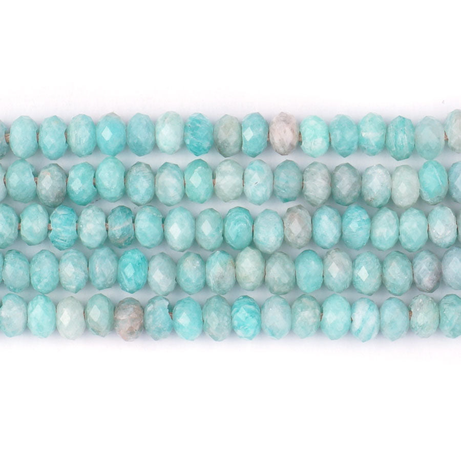Brazilian Amazonite Natural 4X6mm Rondelle Faceted - Large Hole Beads