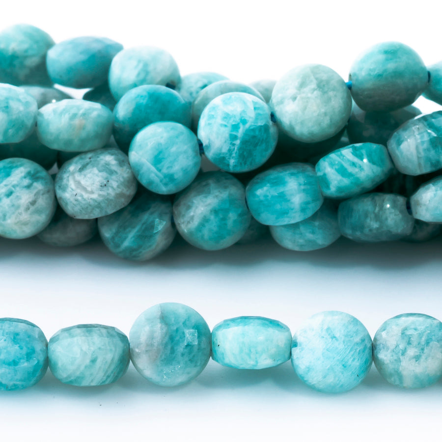 Brazilian Amazonite 6mm Coin Faceted - 15-16 Inch