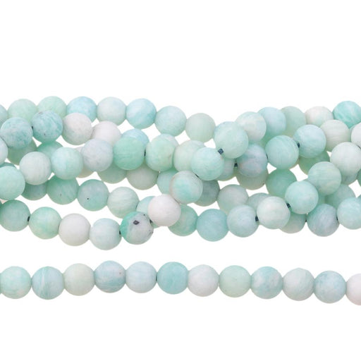 MATTE Brazilian Amazonite AAA Grade 6mm Round 15-16 Inch