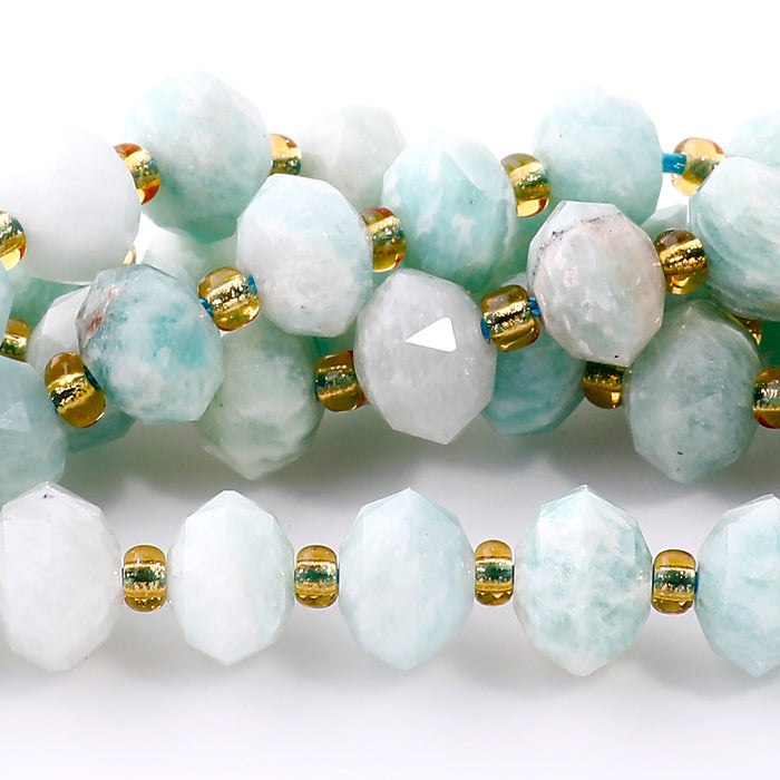 Brazilian Amazonite 6x8mm Tri Cut Faceted Rondelle  - 15-16 Inch