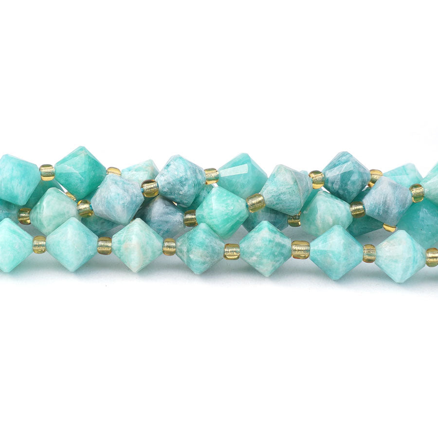 Brazilian Amazonite Natural 8mm Bicone Faceted - 15-16 Inch