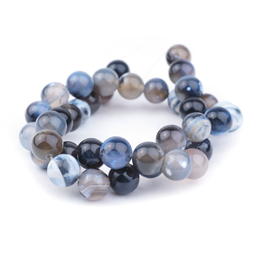 Blue Black Porcelain Agate 10mm Round - Limited Editions - 15-16 inch