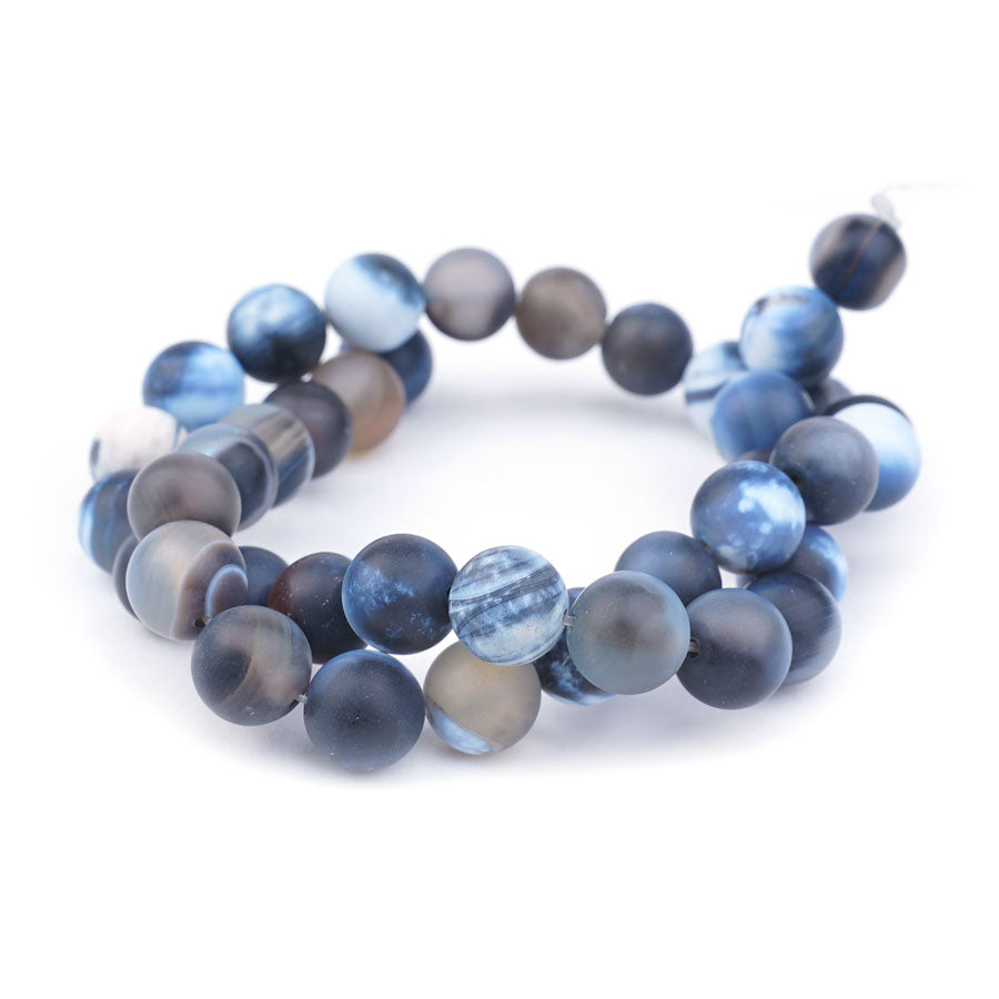 Blue Black Porcelain Agate 10mm Matte Round - Limited Editions - 15-16 inch