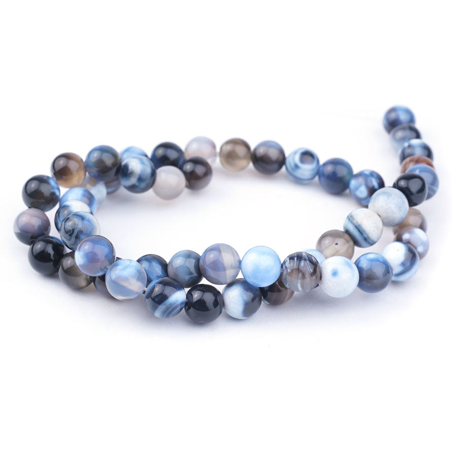 Blue Black Porcelain Agate 8mm Round - Limited Editions - 15-16 inch