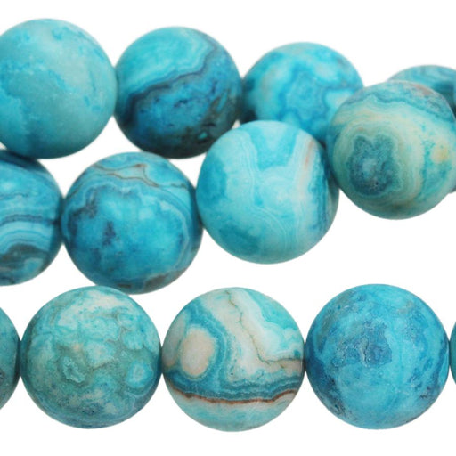 MATTE Blue Crazy Lace Agate 10mm Round 8-Inch