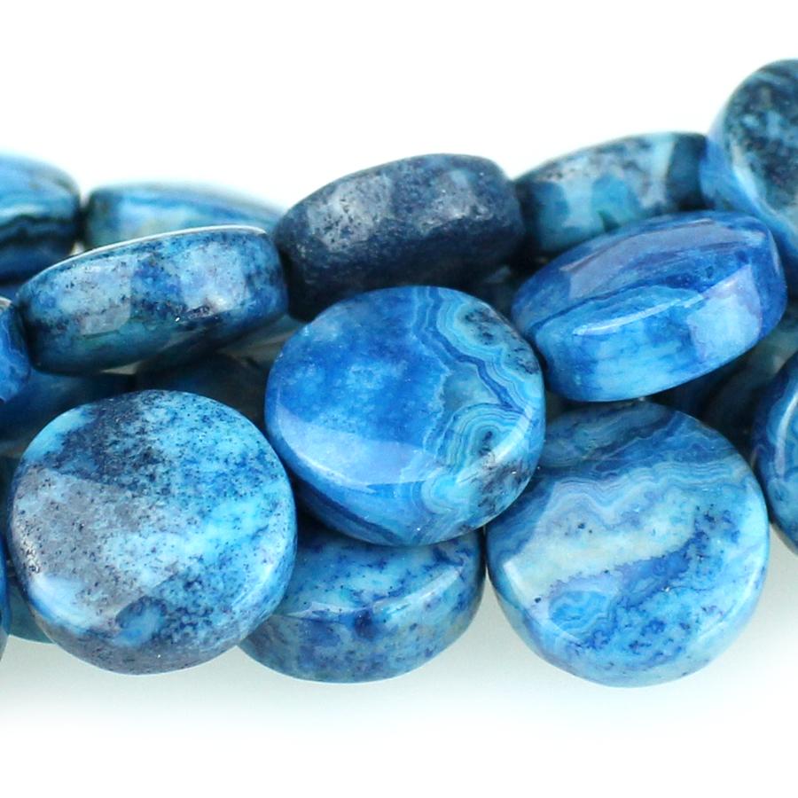 Blue Crazy Lace Agate 12mm Coin 8-Inch — Dakota Stones