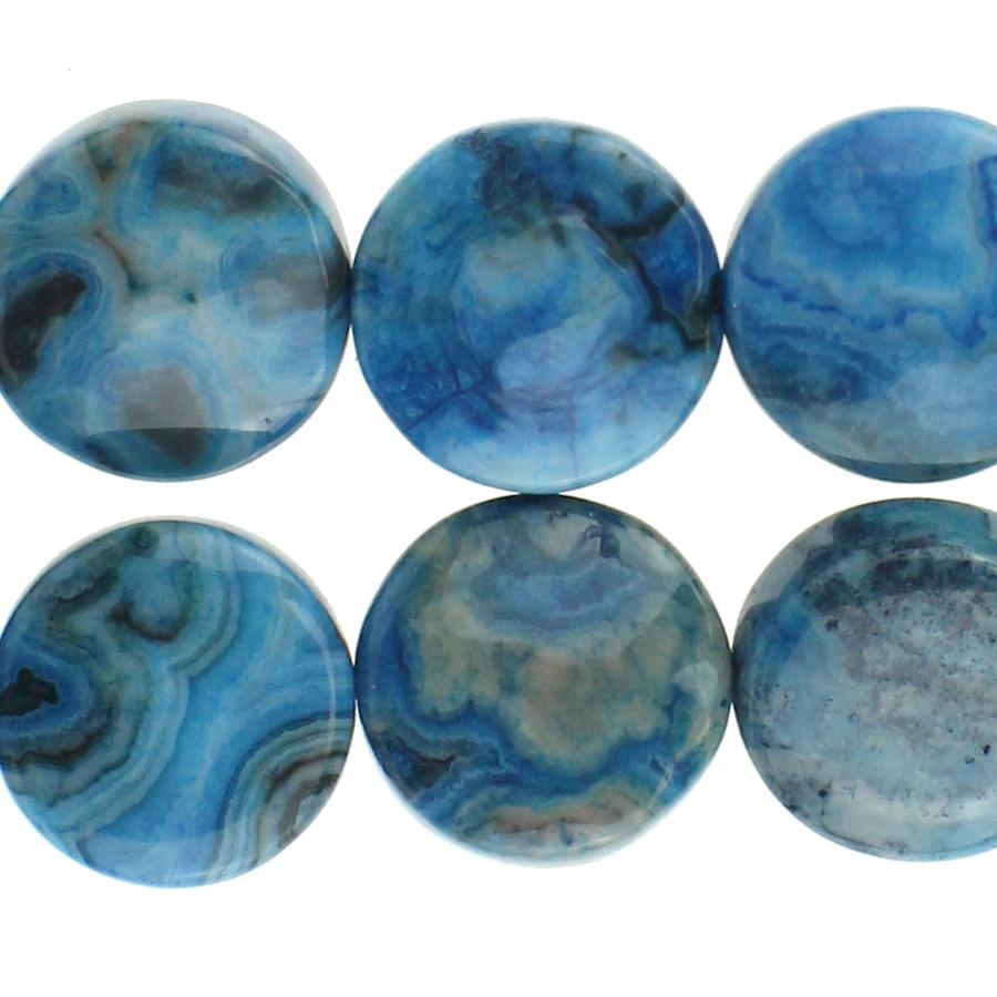 Blue Crazy Lace Agate 12mm Coin 8-Inch