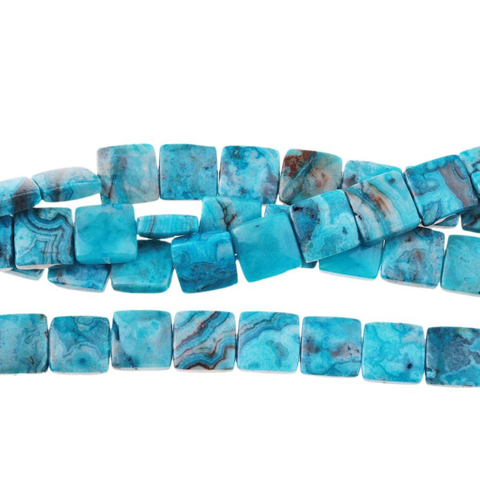 Blue Crazy Lace Agate 12mm Square 8-Inch