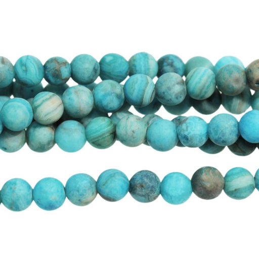 MATTE Blue Crazy Lace Agate 4mm Round 8-Inch