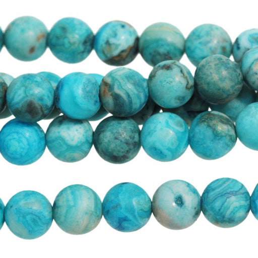 MATTE Blue Crazy Lace Agate 6mm Round 8-Inch