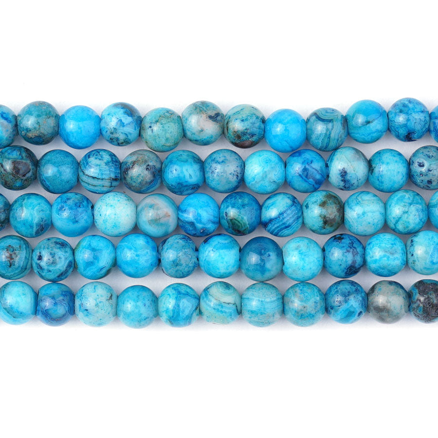 Blue Crazy Lace Agate 6mm Round Large Hole Beads - 8 Inch