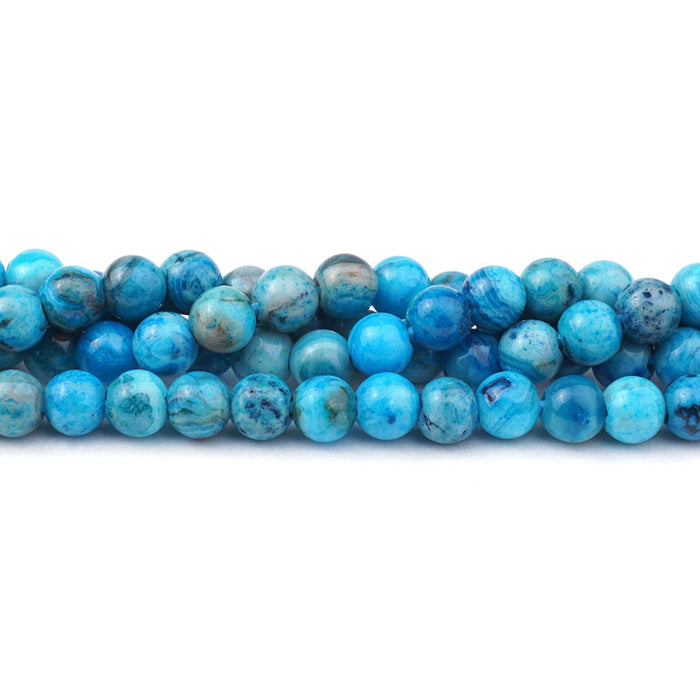 Blue Crazy Lace Agate 6mm Round Large Hole Beads - 8 Inch