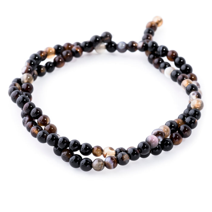 Black Eye Agate 4mm Round - 15-16 Inch