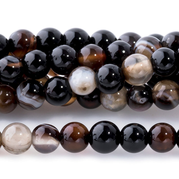 Black Eye Agate 4mm Round - 15-16 Inch