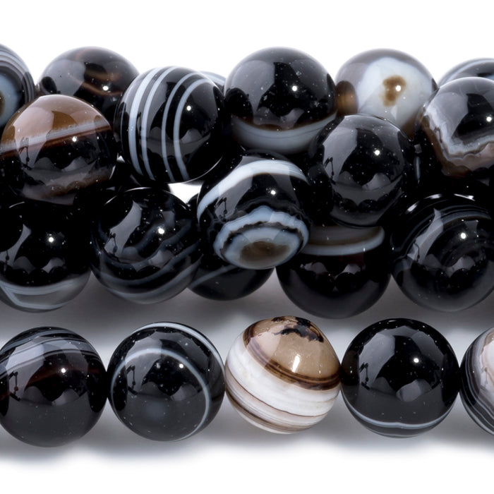 Black Eye Agate 8mm Round 15-16 Inch