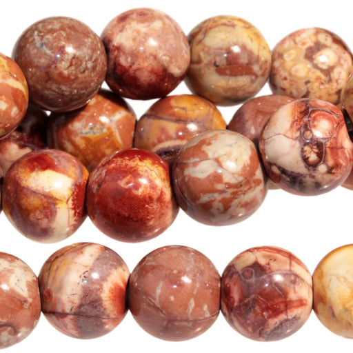 Round Pink Rhyolite Rhyolite 8-Inch Beads — Bracelet Strands | Dakota Stones