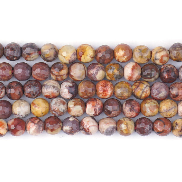 Birds Eye Rhyolite 6mm Faceted Round Large Hole Beads - 8 Inch