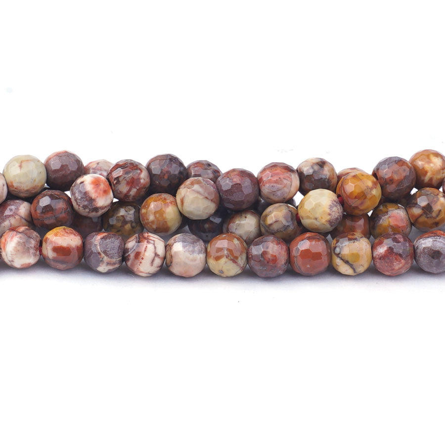 Birds Eye Rhyolite 6mm Faceted Round Large Hole Beads - 8 Inch
