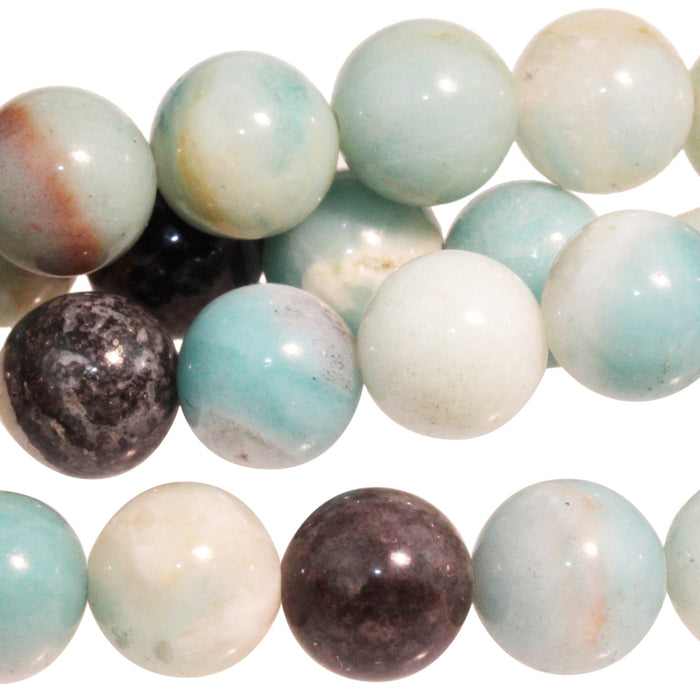 Black-Gold Amazonite 10mm Round 8-Inch