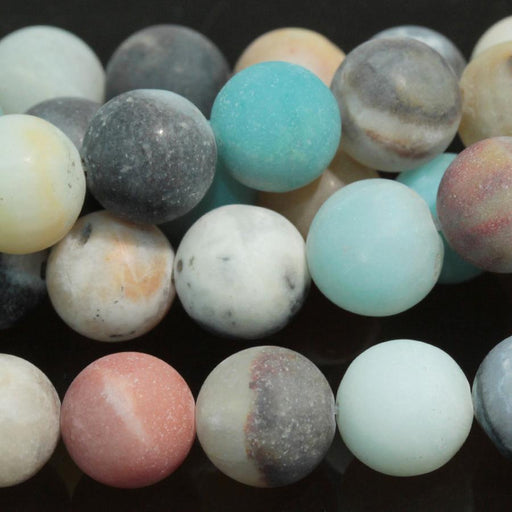 MATTE Black Gold Amazonite 10mm Round 8-Inch