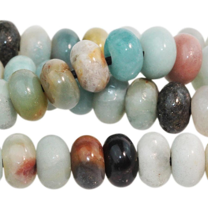 Black Gold Amazonite 10mm Rondelle Large Hole 8-Inch