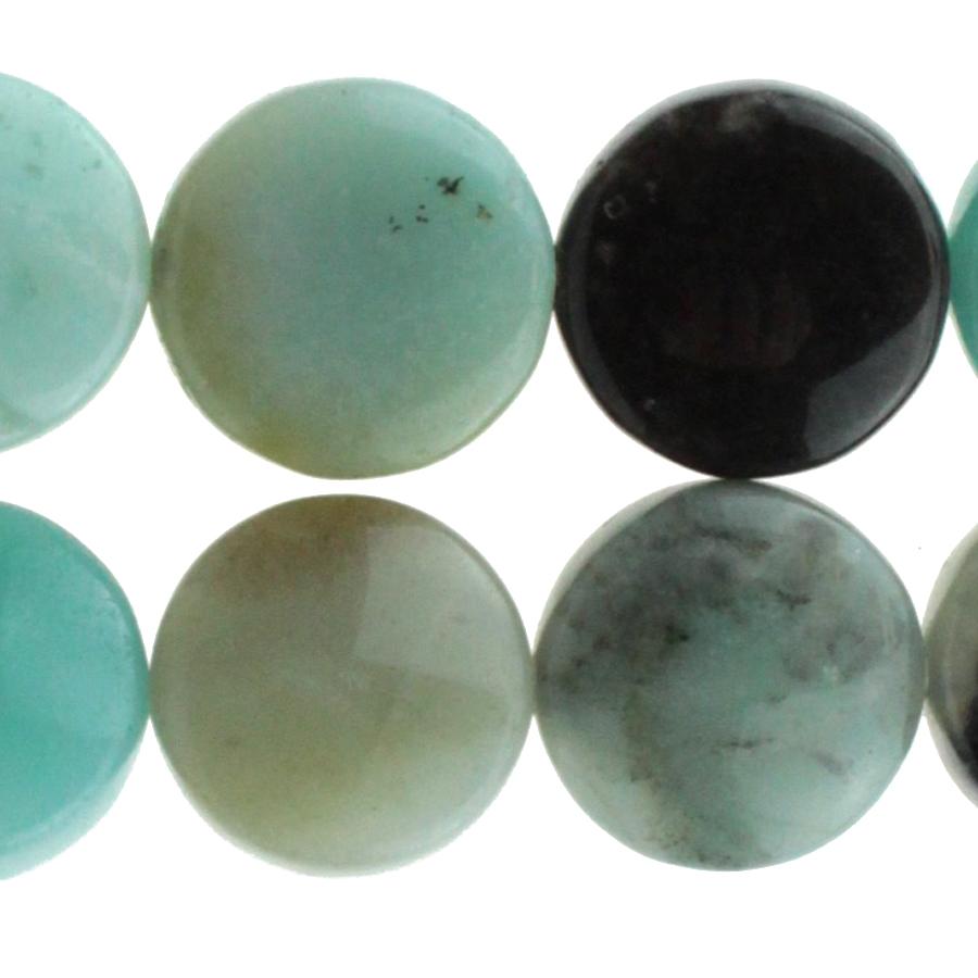 Black-Gold Amazonite 12mm Coin 8-Inch