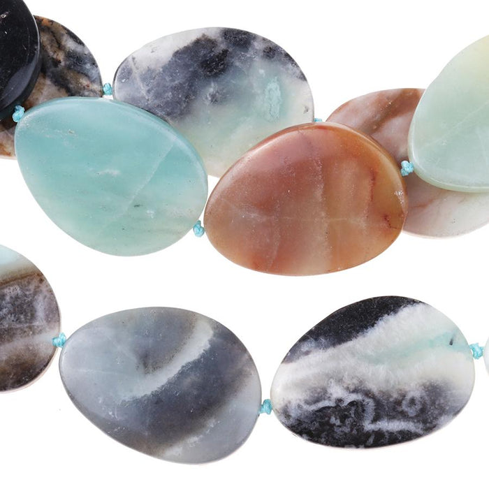 Black-Gold Amazonite 25x35 Free Form Oval 8-Inch