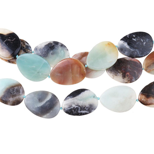 Black-Gold Amazonite 25x35 Free Form Oval 8-Inch