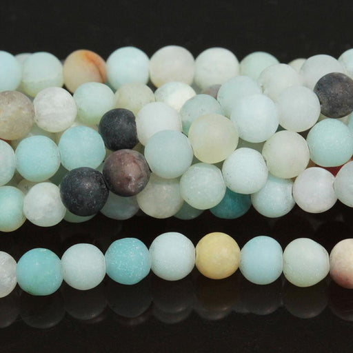 MATTE Black Gold Amazonite 4mm Round 8-Inch