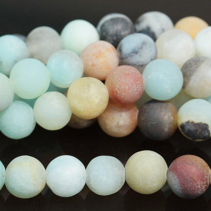 MATTE Black Gold Amazonite 6mm Round 8-Inch